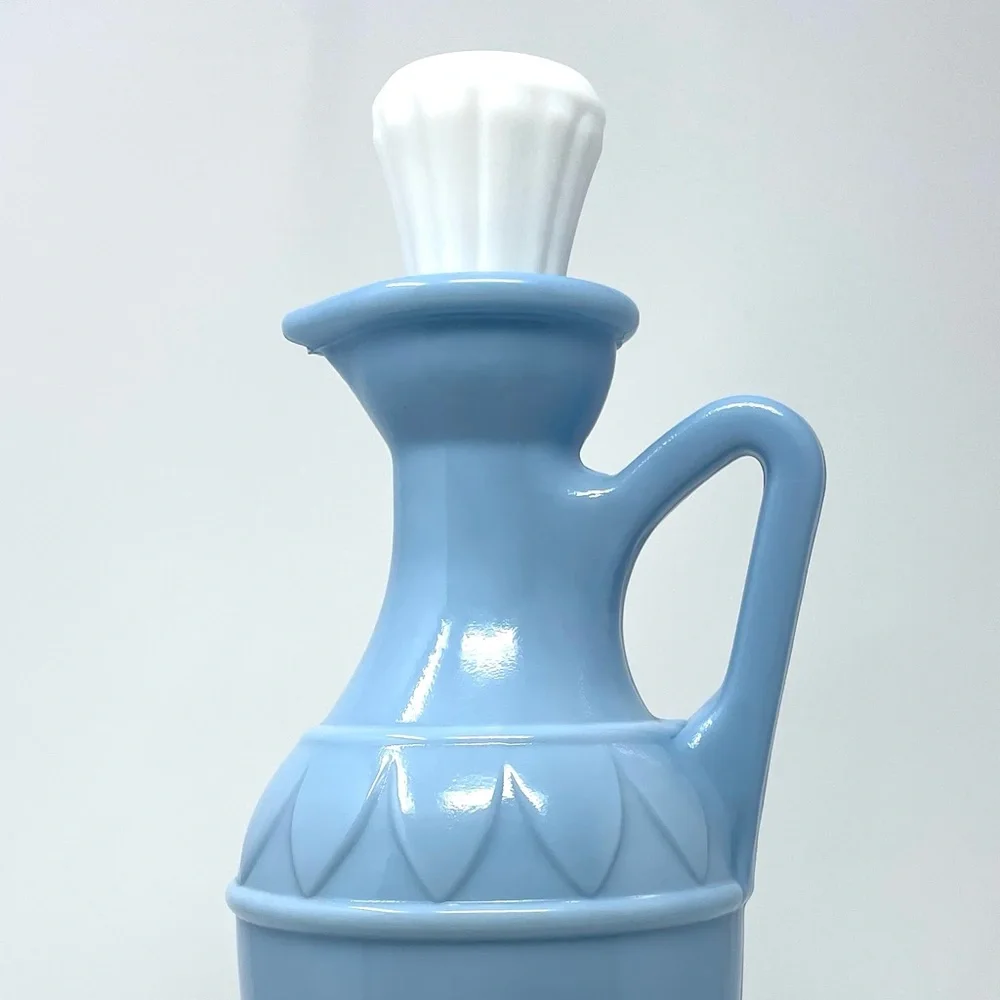 Jim Beam Blue Milk Glass Whiskey Decanter Grecian Scene 1961 Vintage